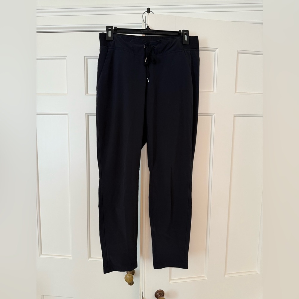 Athleta Black Drawstring tapered ankle pants performance fabric thin